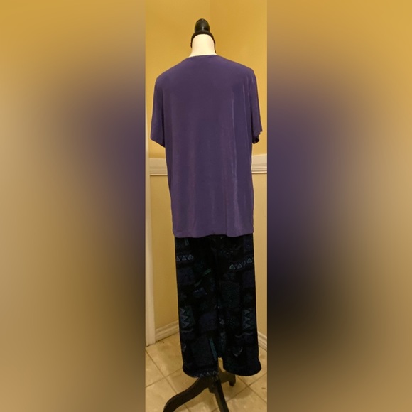 SLINKY BRAND Ladies Wide Leg Pant Set; Large; Purple & Black; NWOT. - Picture 4 of 9